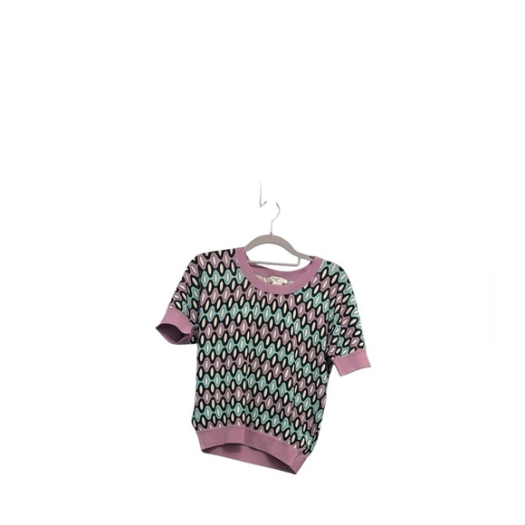 Purple and Black Patterned Women's Top - Picture 4 of 5